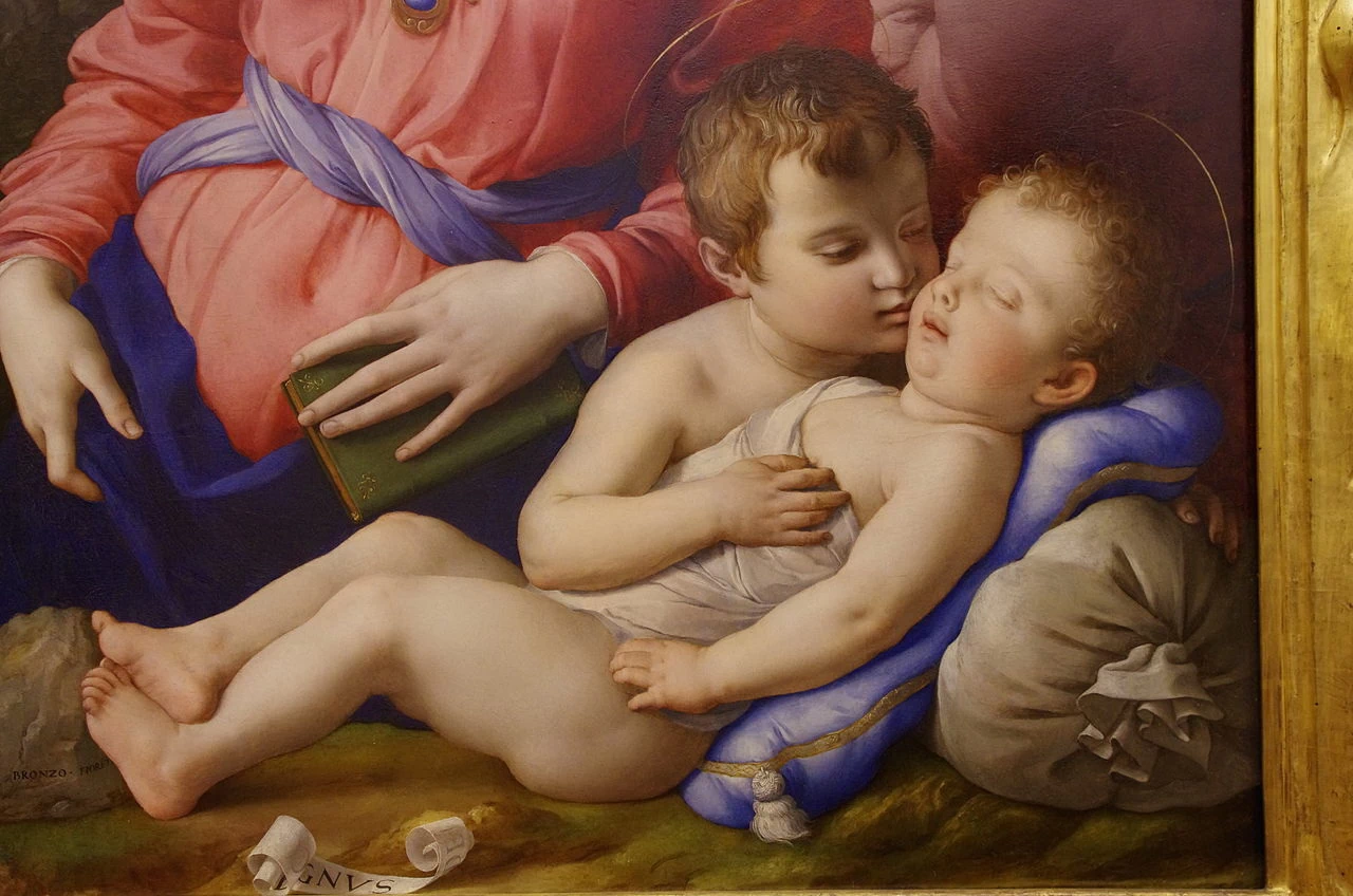  160-Sacra famiglia con Giovannini-dettaglio-Uffizi